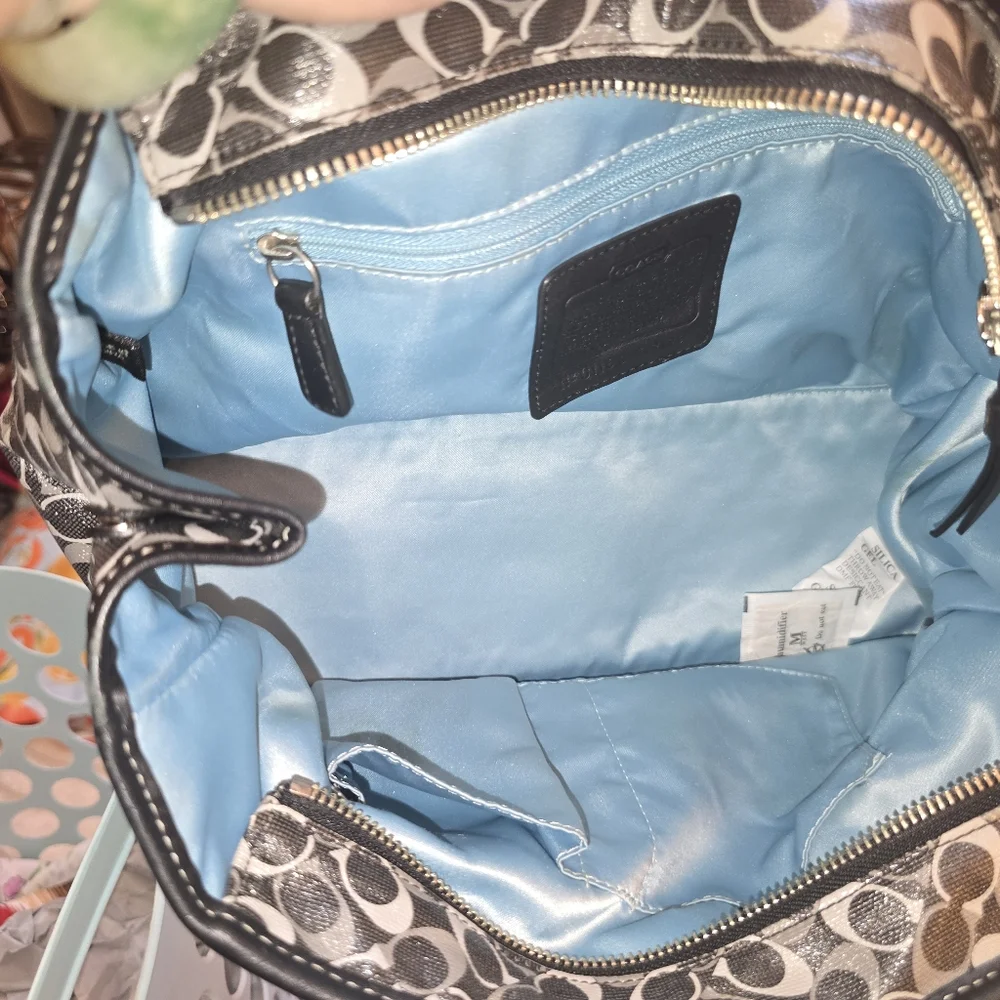 Coach Black and Silver Signature Jacquard Shoulder Bag